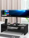2-Tier Monitor Stand Riser with Phone Holder & Cable Management for Home Desktop