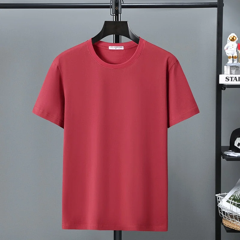 Inongge 10XL 12XL Plus Size T-shirt Summer Cotton T Shirt Men Short Sleeve Tshirt Casual Tops Tees Male Solid Color Shirt Crewneck
