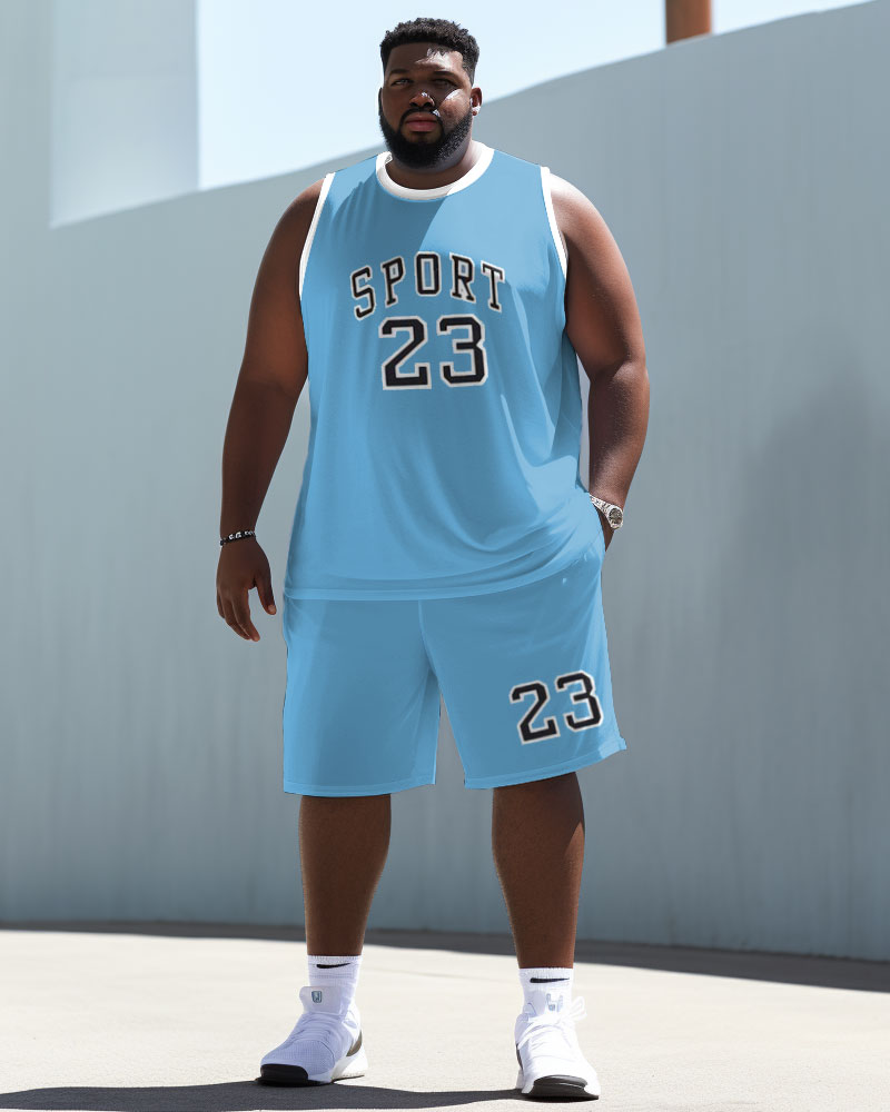 Men's Large Size Sports 23 Basketball Vest Sports Two-Piece Set