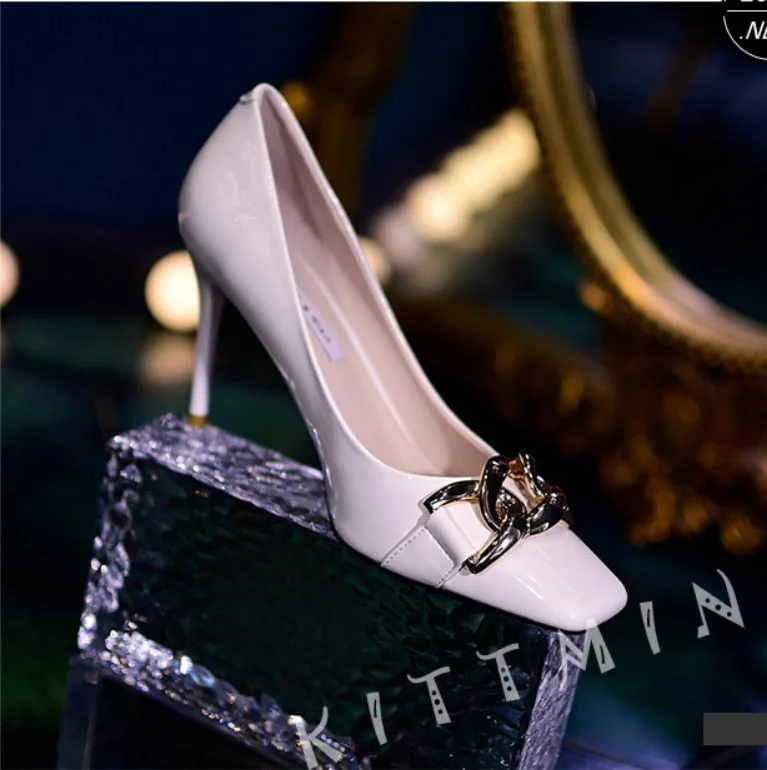 2021 Brand Women White Green Heels Pumps Scarpins Luxury Office Ladies Designer Prom Stiletto 8cm High Heels Dress Party Shoes