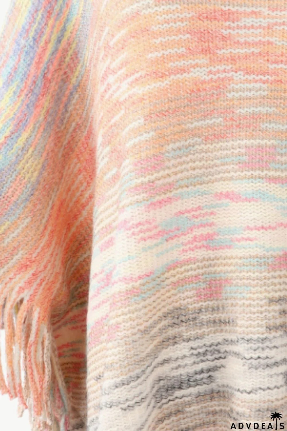 Round Neck Fringe Detail Poncho