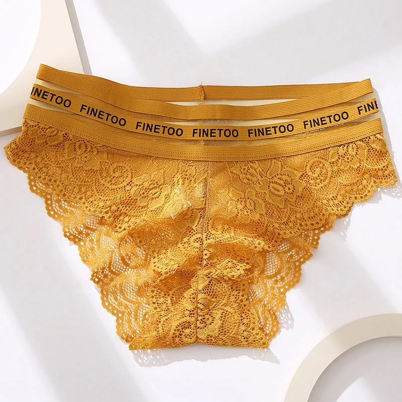 Women Sexy Lingerie Lace Panties Underwear Floral Perspetive Panties Female Lace Panty Mesh Wasit Female Seamless Briefs Finetoo