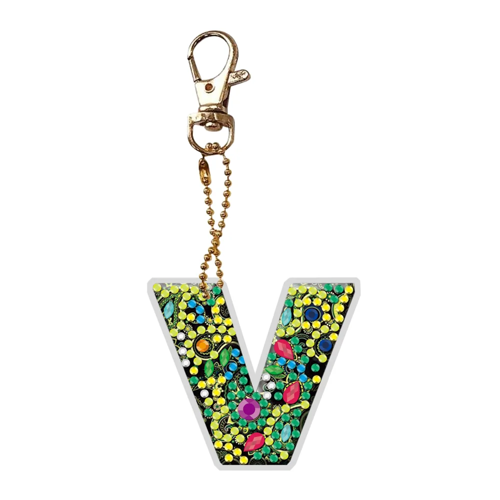 DIY Diamond Art Keychains Handmade Point Drill Key Ring Letters Lady Bag Pendant
