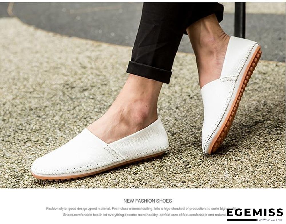 Men Non-slip Fashion Slip On Genuine Leather Flats Moccasins Loafers Shoes | EGEMISS