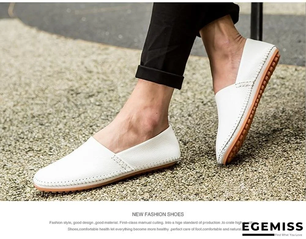 Men Non-slip Fashion Slip On Genuine Leather Flats Moccasins Loafers Shoes | EGEMISS