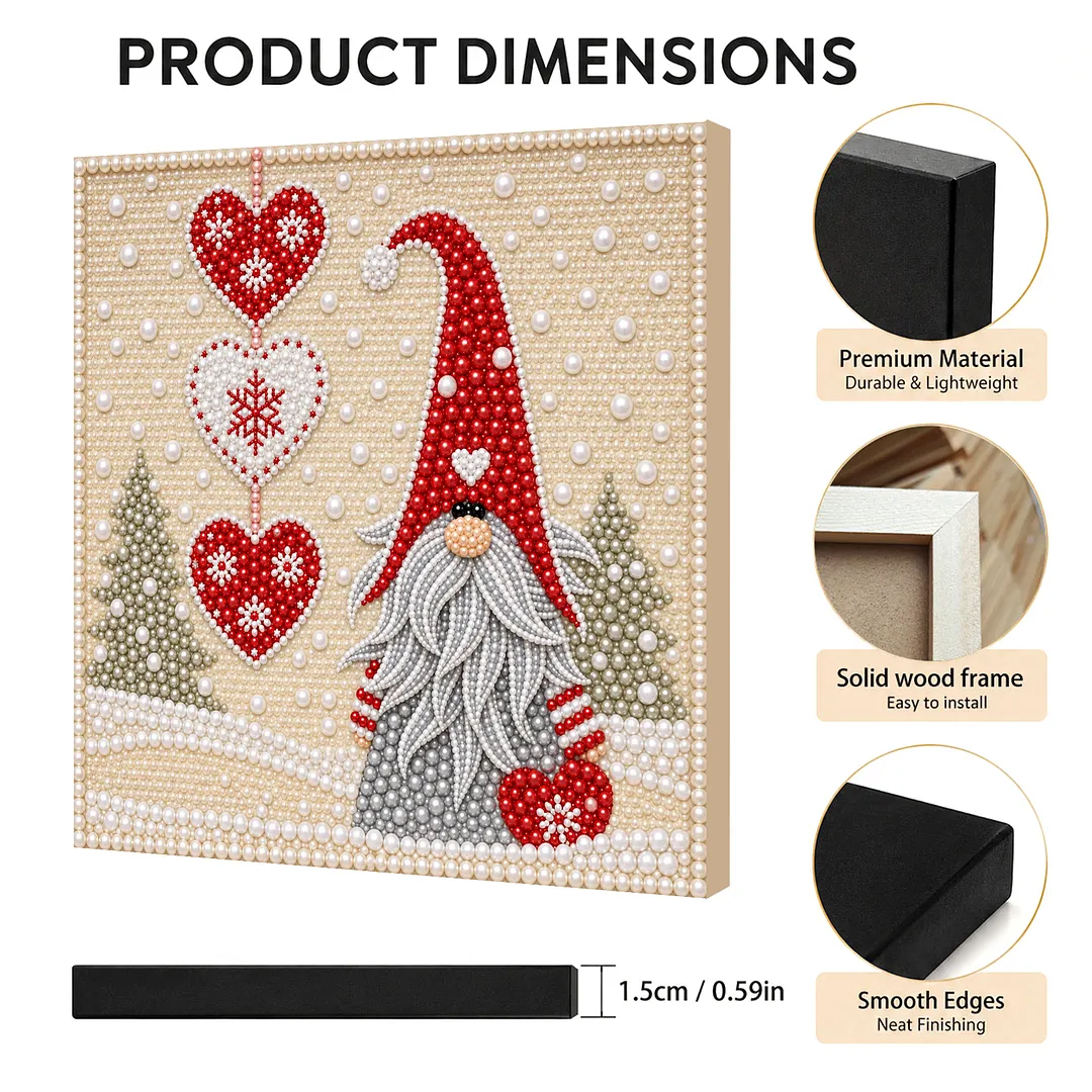 Framed Pearl Painting Kit Gnome 7.87x7.87in