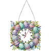 (US Only)2D Flat DIY Easter Diamond Painting Clock Pendant for Living Room Decoration