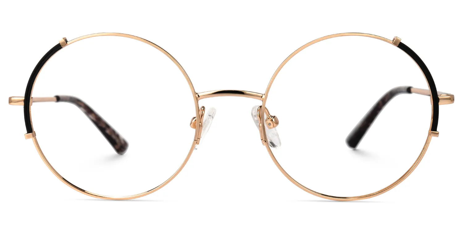 Shimon Schwarz-Gold Rund Brille Schwarz-Gold