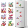 (US Only)6Pcs Flowers Hummingbird Pattern DIY Crystal Sparkling Diamond Magnets Set