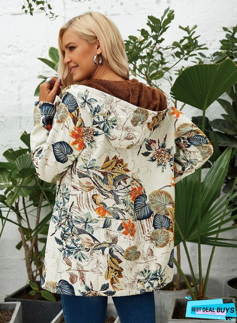 Casual Printed Velvet Coat