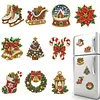 10PCS DIY Pearl Diamond Painting Christmas Fridge Magnets, Sparkling Rhinestone Refrigerator Magnet Craft Kit for Home Decor & Gifts
