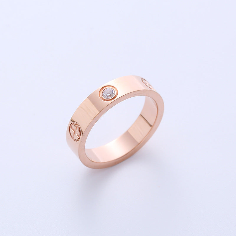 Exotic Women Metal Diamond Fruit Titanium Steel Gold Plating Rings