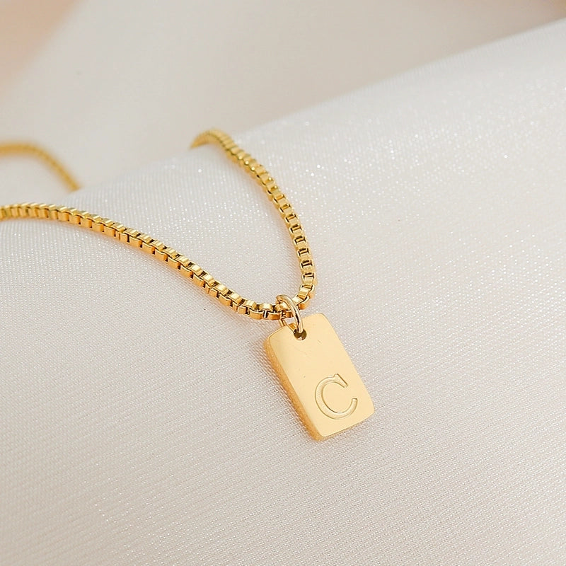 Minimalist Letter 304 Stainless Steel 18K Gold Plated Pendant Necklace