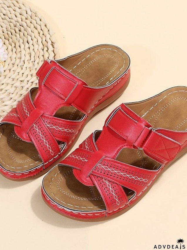 Women's Sandals Slippers Wedge Heels Plus Size Outdoor Slippers Daily Beach Walking Summer Flat Heel Open Toe Casual