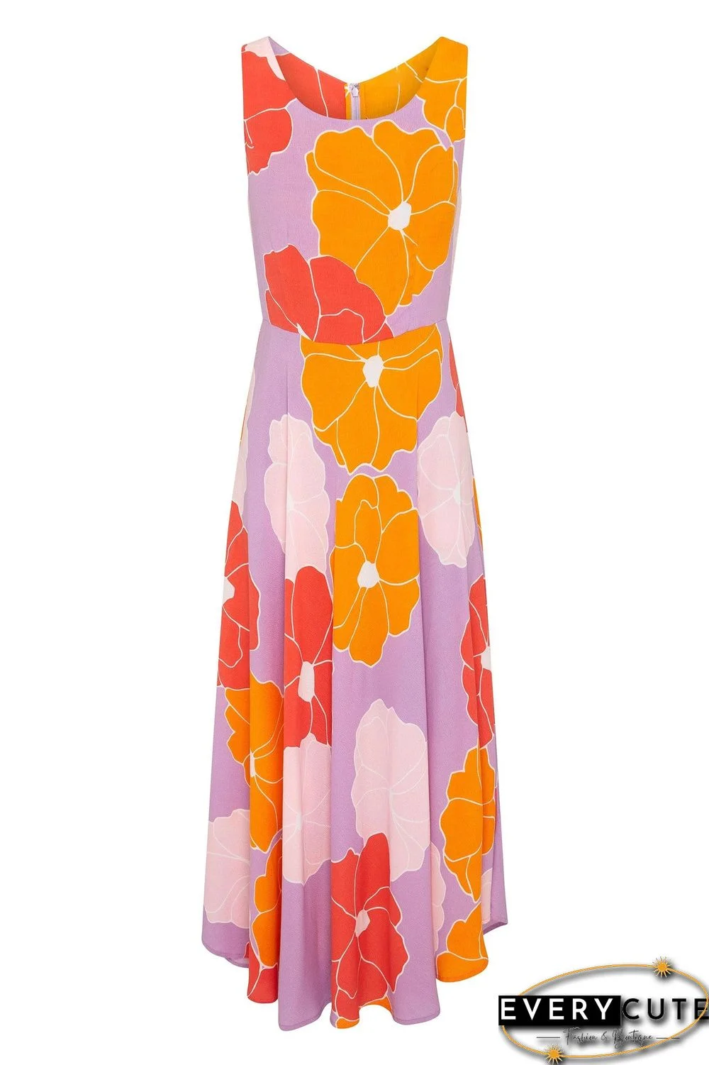 Fashion Print Sleeveless Beach Maxi Dress