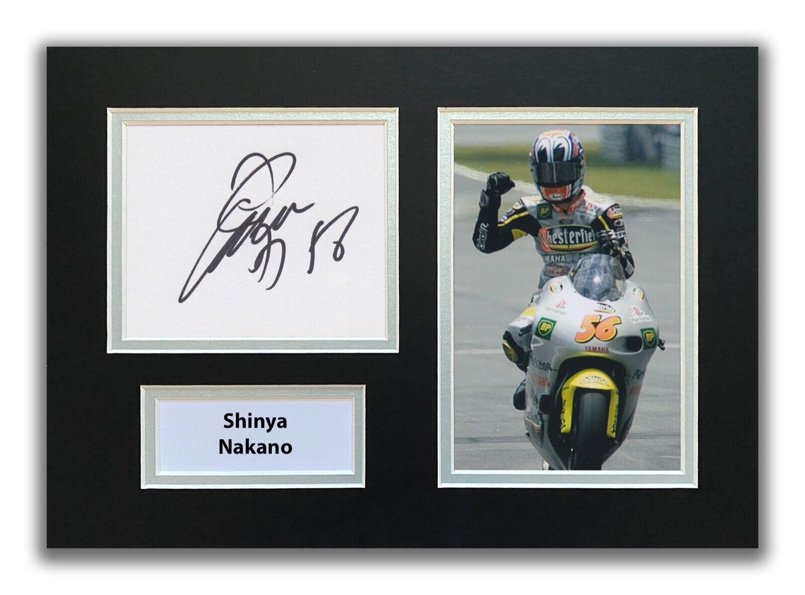 SHINYA NAKANO HAND SIGNED A4 MOUNTED Photo Poster painting DISPLAY - MOTOGP - 250 CC.