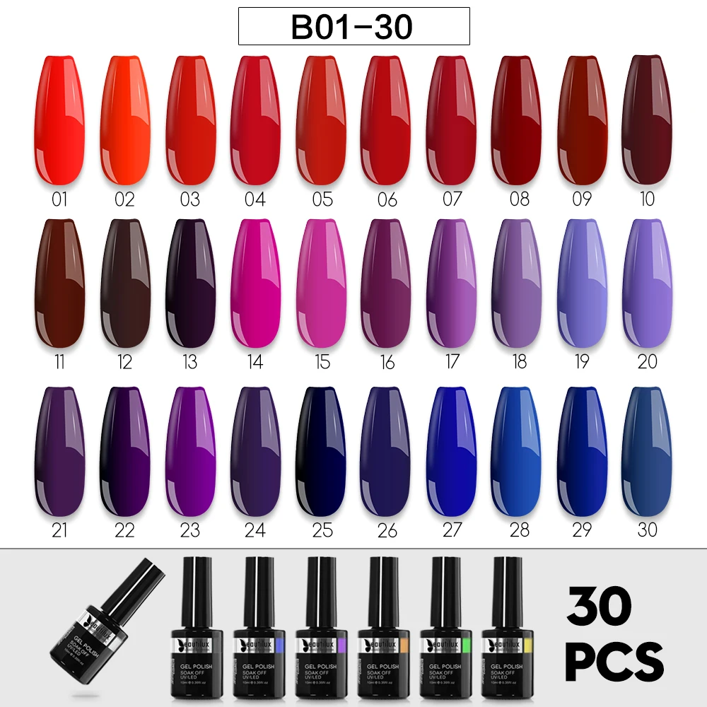 Bundle of 30 pieces Gel Polish Colors