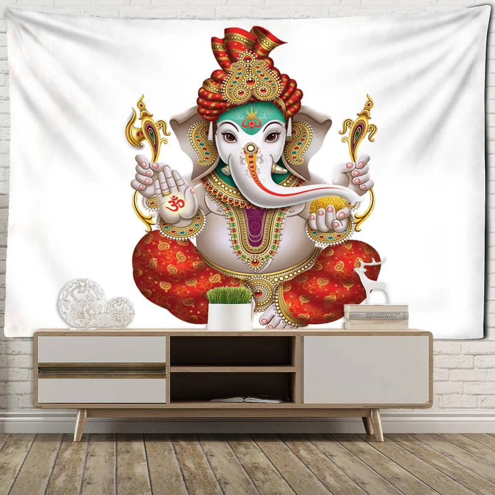 Colorful Pearl Elephant Tapestry 3D Mosaic Style Hippie Boho Wall Tapestries Mandala Fabric  Mat Living Room Decor