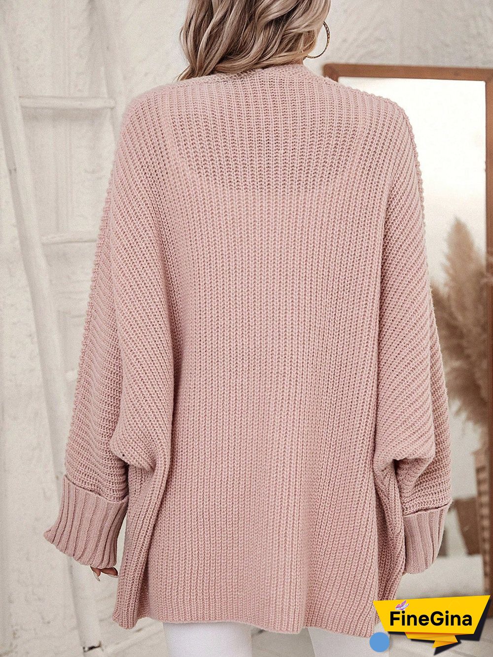 Pink Plain Side Pocket Cardigan