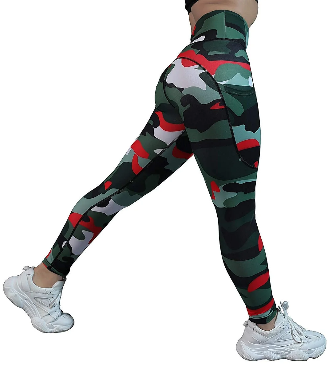 High Waisted Leggings with Pockets-Camo Printed Tummy Control Yoga Pants Workout Leggings for Women