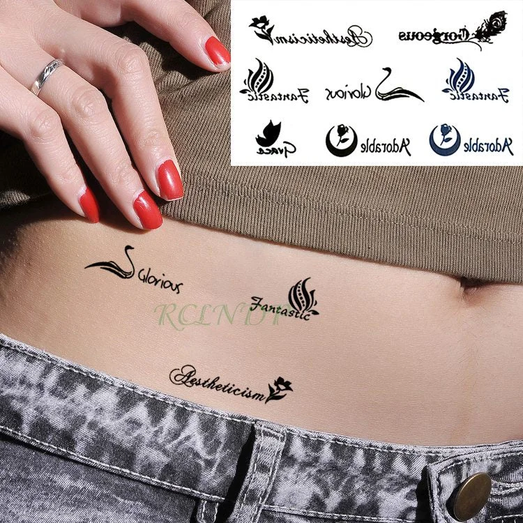 Waterproof Temporary Tattoo Sticker Love Heart Pattern Letters Design Arabic Writing Flash Tatoo Fake Tatto for Woman Men