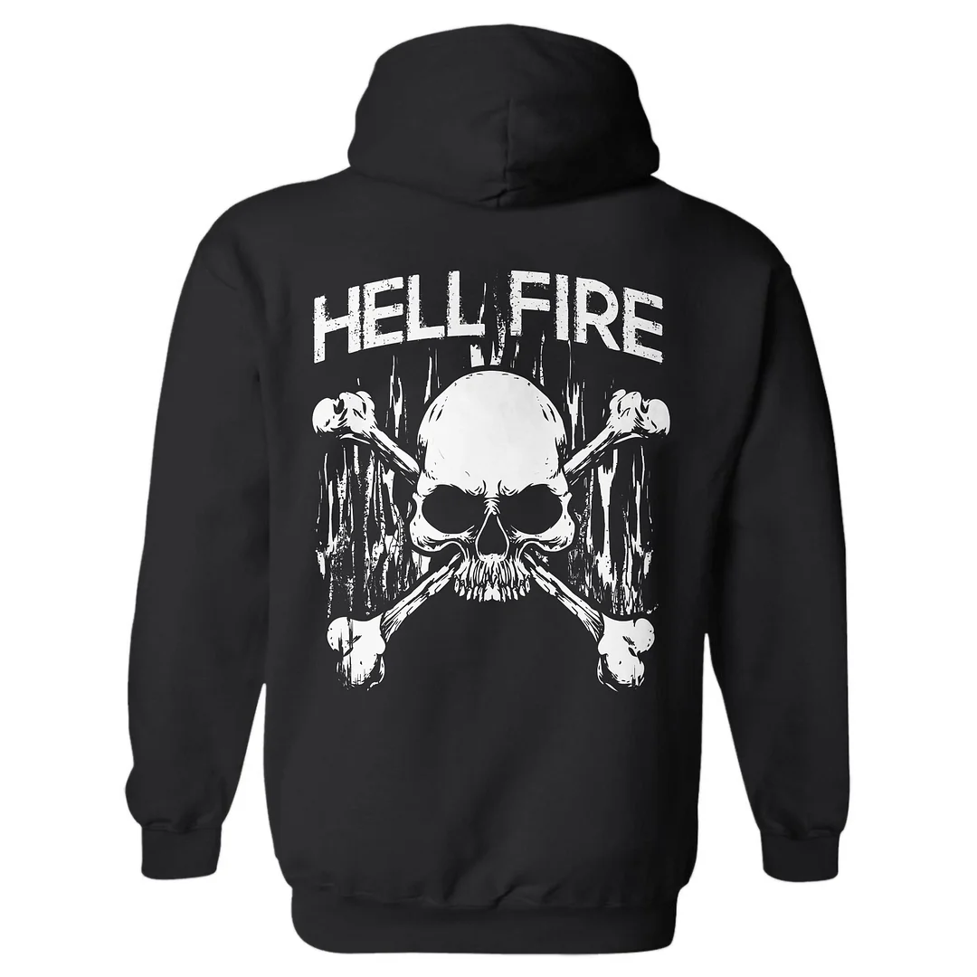 Skull Hellfire Print Men's Hoodie