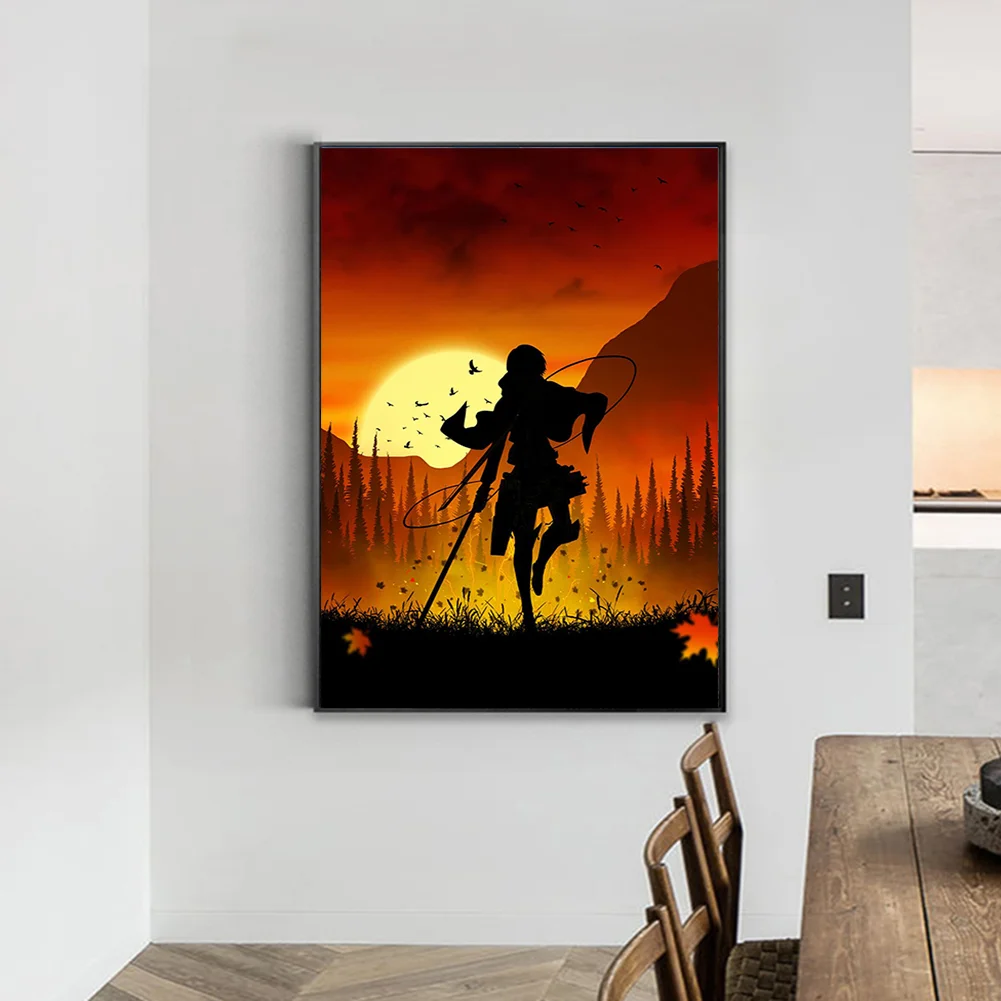 Full Round Diamond Painting 35*50cm - Attack On Titan - Silhouette