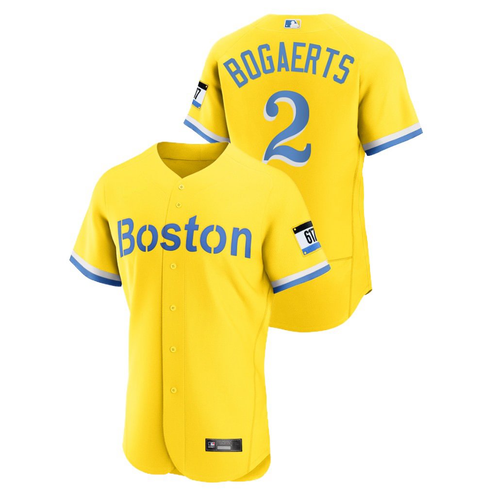 Men's Boston Red Sox #2 Xander Bogaerts Authentic 2021 City Connect Gold