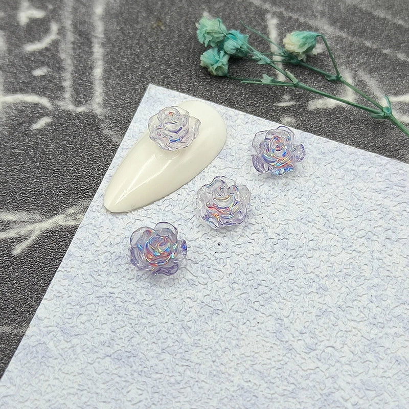 Sequin Nail Camellia Ornaments Ice Through Rose Nail Decorations DIY Three-dimensional Nail Accessories