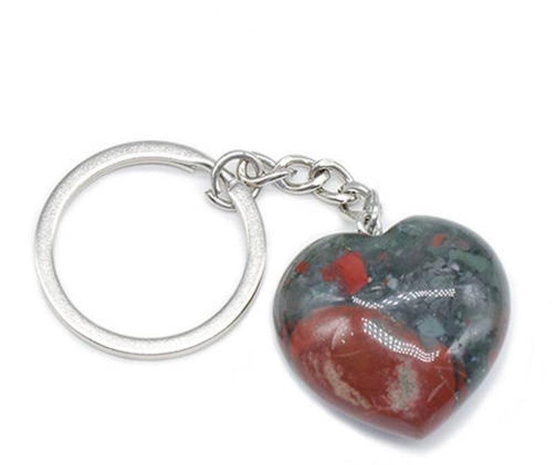 Minimalist Heart Shape Natural Stone Polishing Crystal Keychain