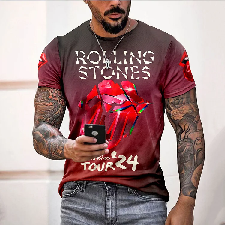 Men'S The Rolling Stones Tour 2024  Gradient T-Shirt