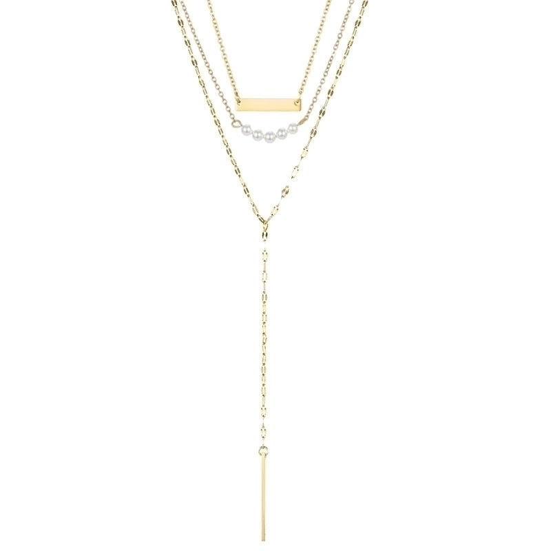 Stainless Steel 14K Gold Plated Fashion Plating Geometric Tassel Necklace
