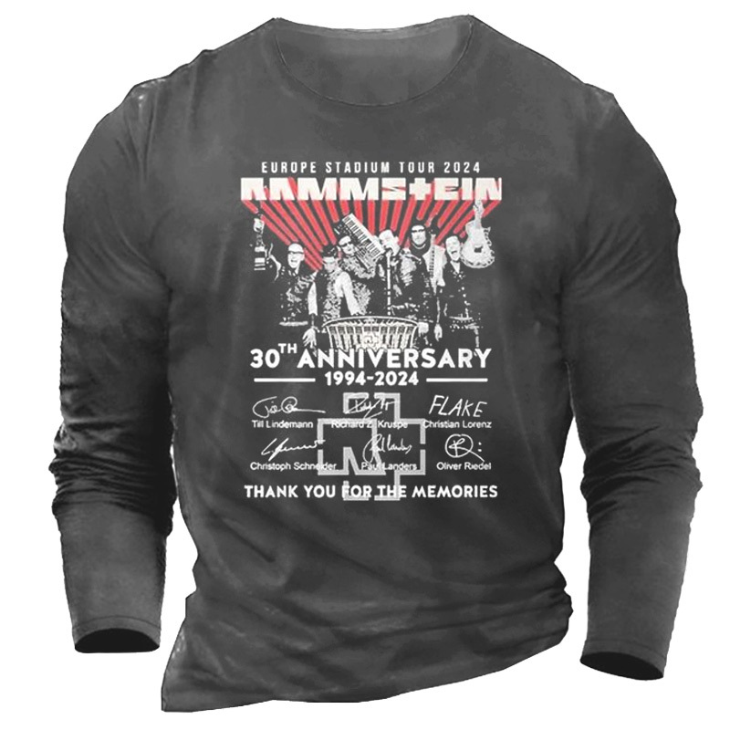Men's Rammstein Rock Band Print Long Sleeve Crew Neck T-Shirt