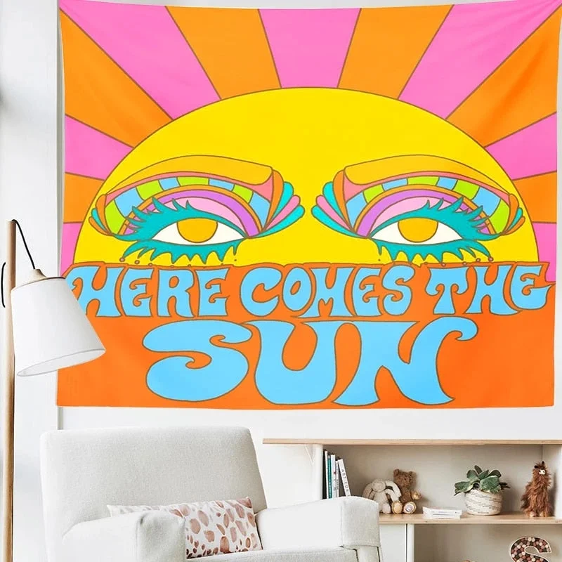 80s Aesthetic Tapestry Wall Hanging Colorful Sunshine Wall Decor Psychedelic Tapestry Decor Living Room Bedroom Bohemian Print