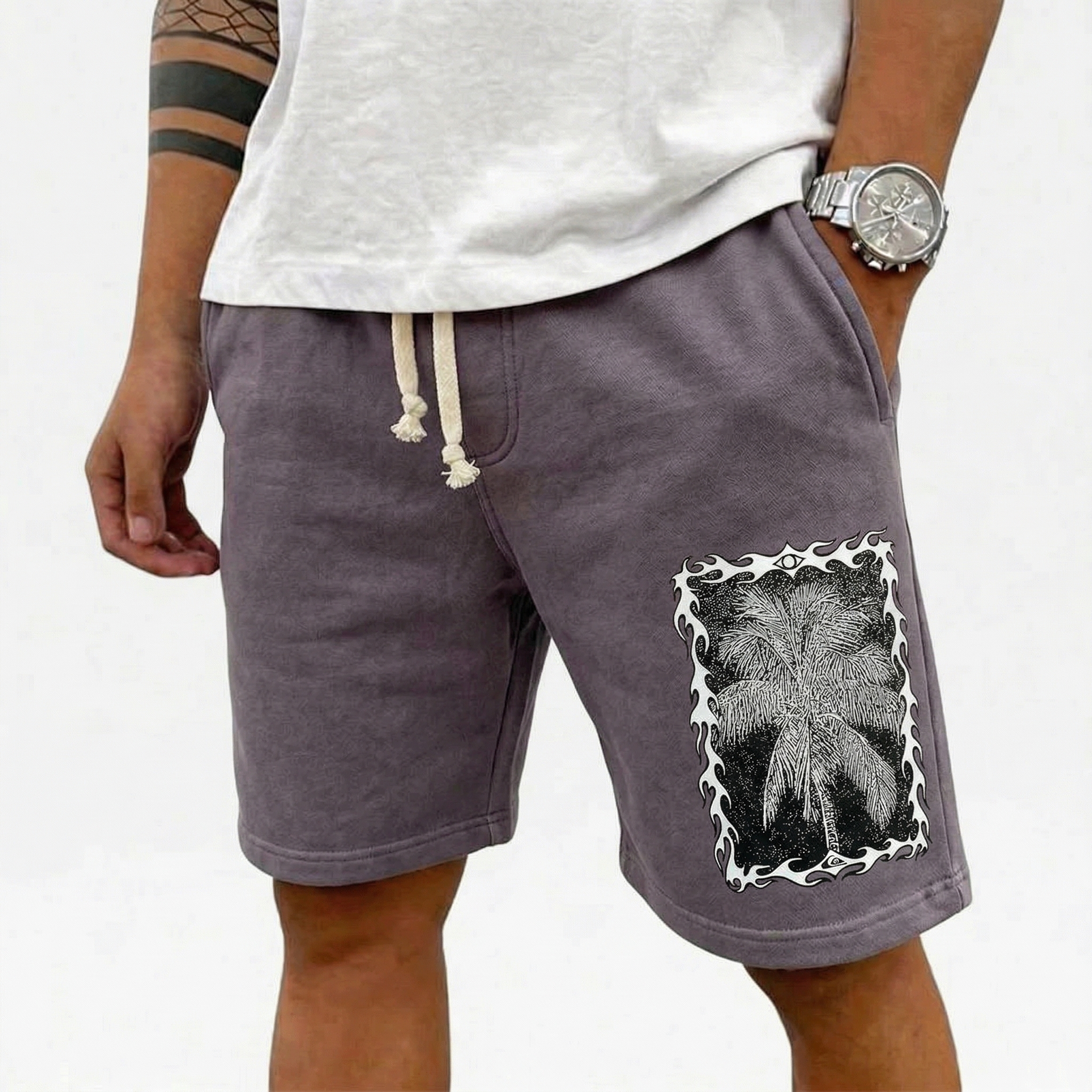 thesupersurf Cotton Blend Men's Quiksilver  Shorts with Drawstring Waist and Vibrant Graphic Design 