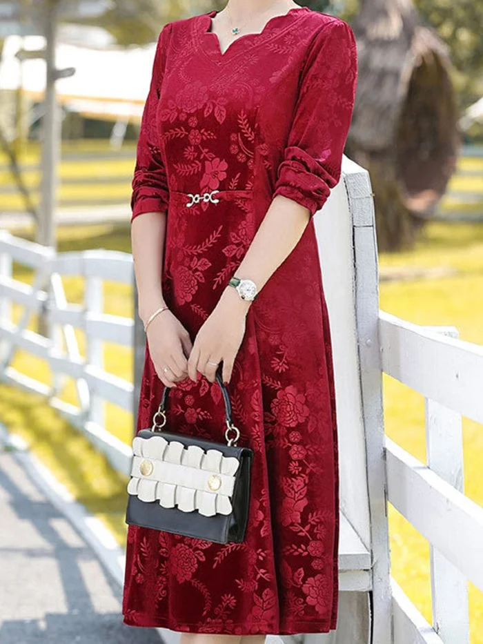 Fashionable Gold Velvet Dress