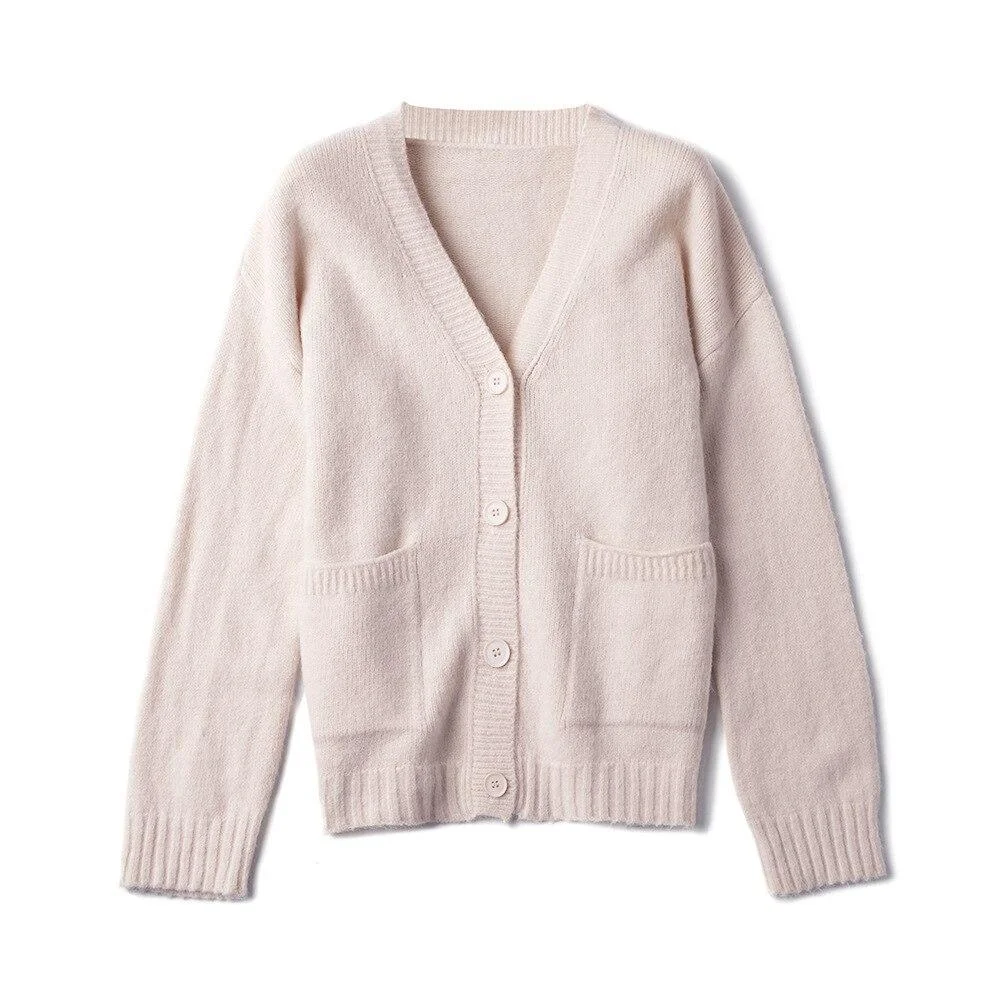 Abebey New  Winter Spring Women's Sweaters V-Neck Buttons Cardigans Oversize Fashionable Korean Lady Knitwear