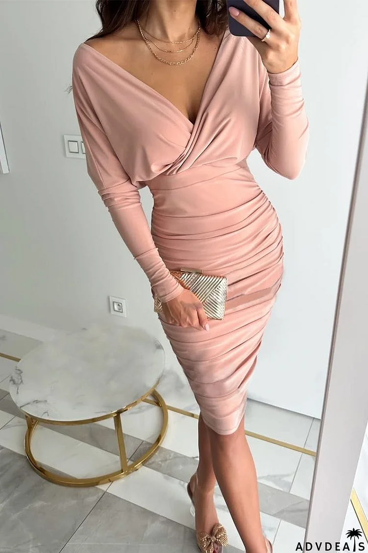 Sexy Solid Solid Color V Neck Wrapped Skirt Dresses