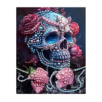 Blue Floral Skull - Pearls Painting