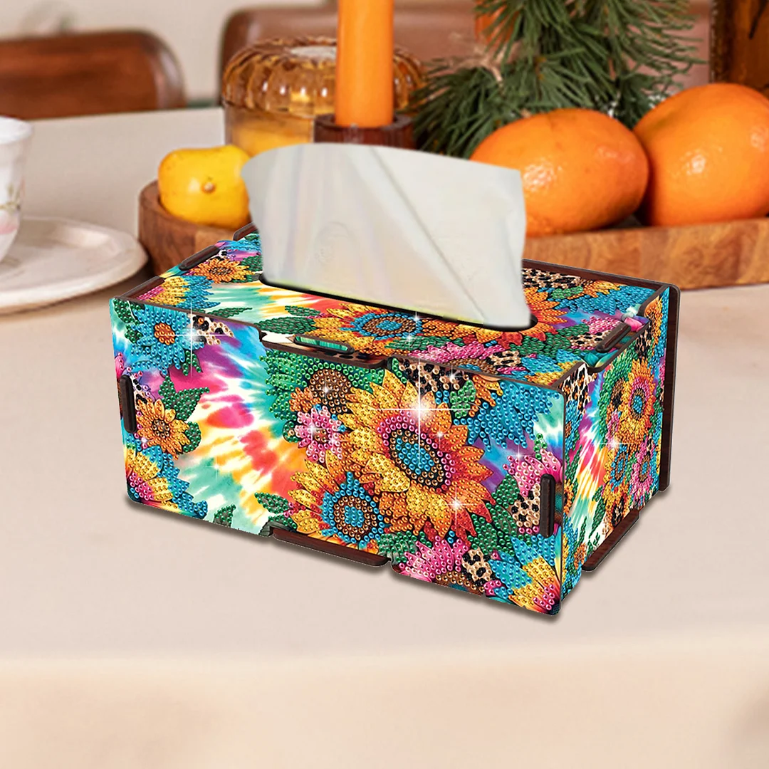 Wooden Diamond Painting Tissue Box for Home and Office Decoration (ZJH033)