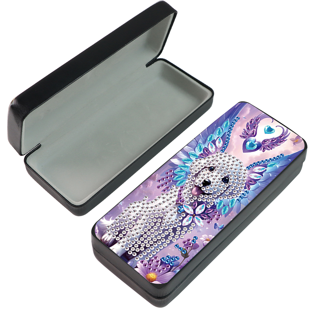 Puppy Leather DIY Handmade Diamond Painting Sunglasses Storage Box for Art Craft