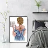 The Back View Of A Girl Reading A Book-14CT Stamped Cross Stitch 21*31cm/8.27*12.2in