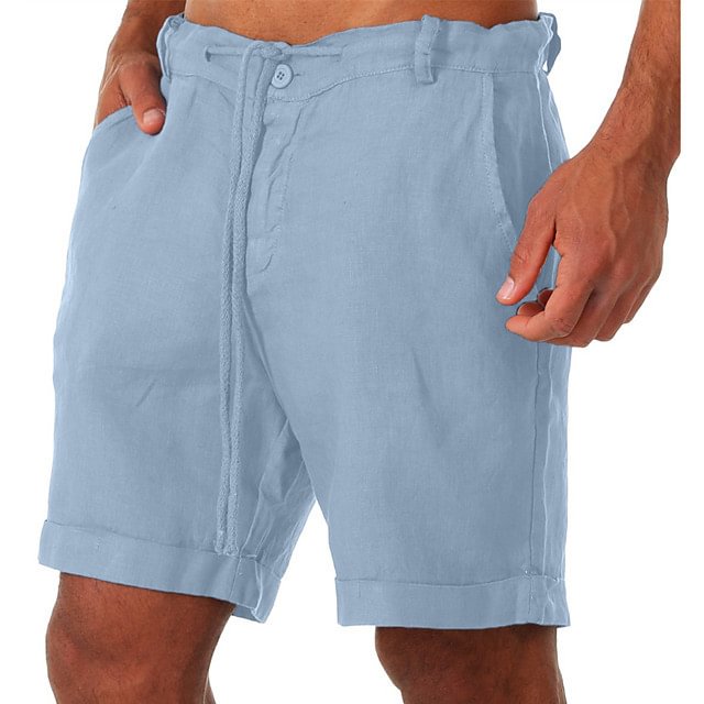 Summer Solid Color Lace-up Casual Men's Shorts