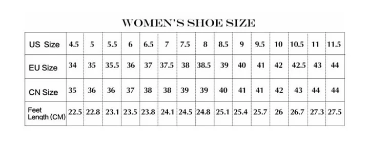 女鞋尺码表
