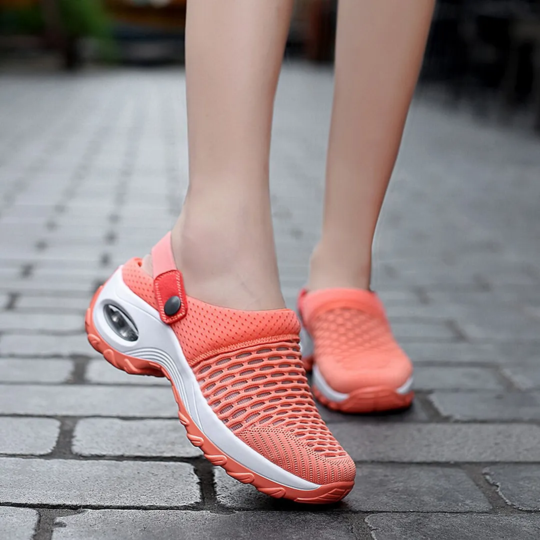 Womens Mesh Shoes Summer Sandals Heighten Air Cushion Soft Walking Sandals Sports Slippers Comfortable Breathable Flats Shoes