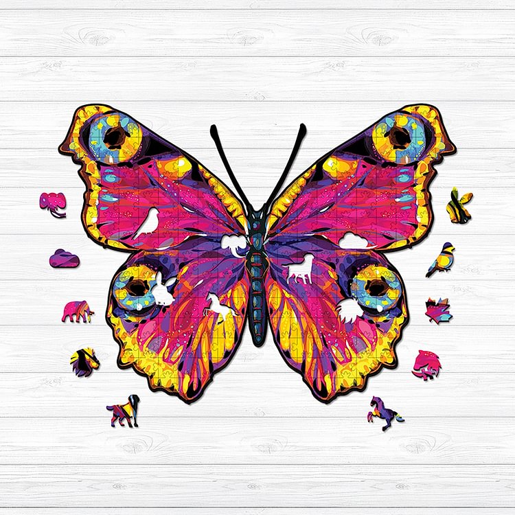 Magenta Butterfly Wooden Jigsaw Puzzle