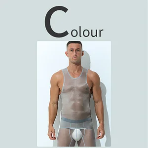 50G Seamless Breathable Sexy Transparent Ice Silk Men's Vest