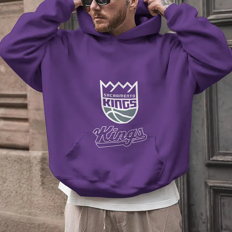 Sacramento Kings Printed Hooded Pocket Pullover Hoodie