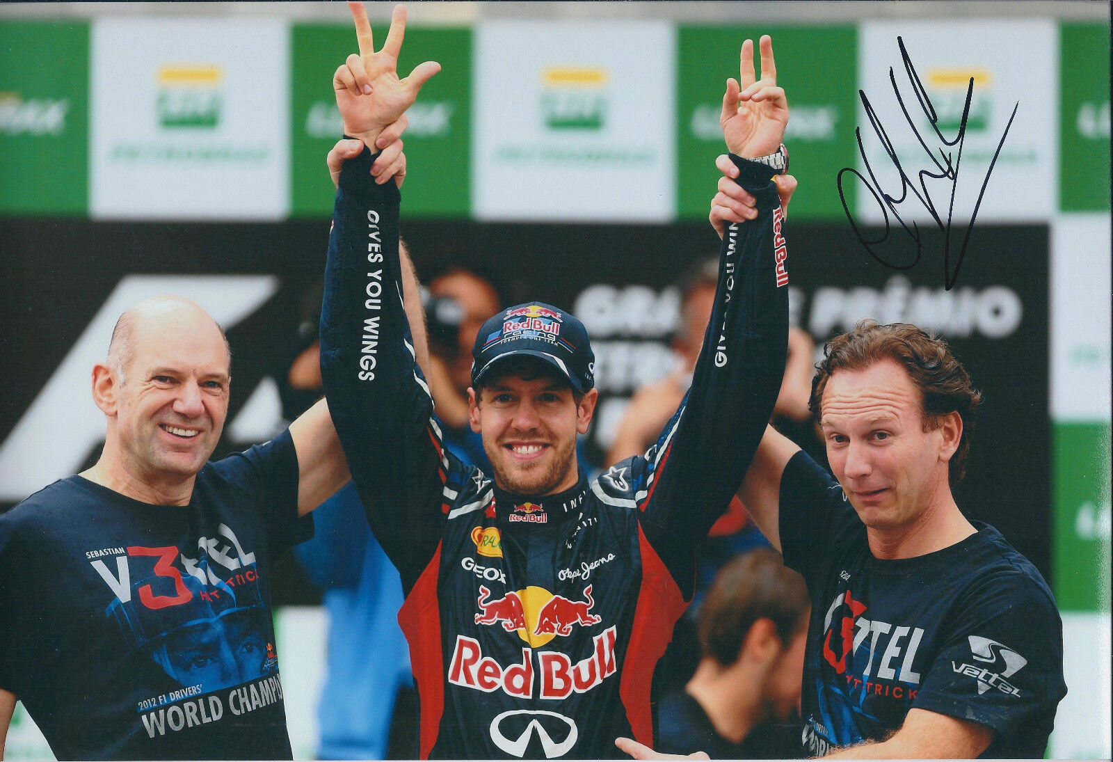 Christian HORNER Victory SIGNED AUTOGRAPH 12x8 Photo Poster painting AFTAL COA Red Bull Genuine