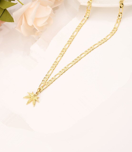 50cm length leaf Choker Pendant figaro link Necklaces bracelet  Women